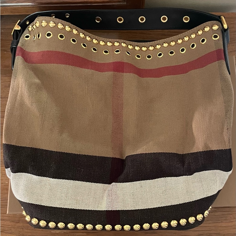 Burberry Tan and Brown Hobo Bag with Modern Accents